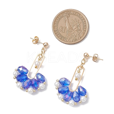 Fan Glass Dangle Stud Earrings EJEW-MZ00674-03-1