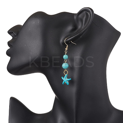 Synthetic Turquoise Dangle Earrings EJEW-JE05849-02-1