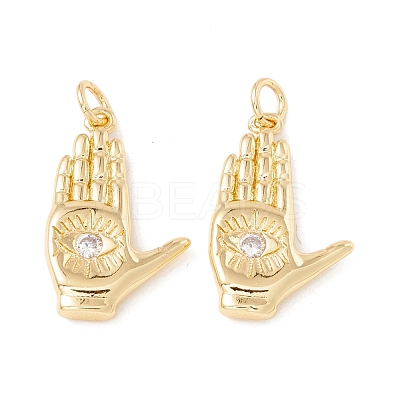 Brass Micro Pave Clear Cubic Zirconia Pendants ZIRC-P098-10G-1