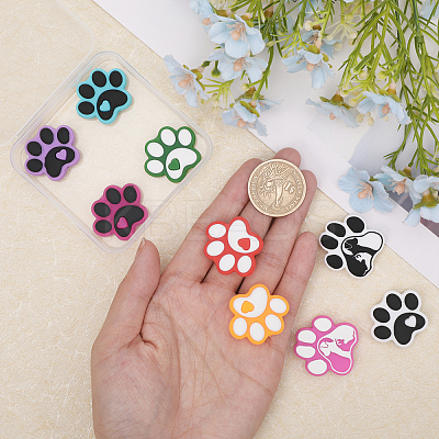 9Pcs 9 Style Dog Paw Print Food Grade Eco-Friendly Silicone Focal Beads SIL-CA0002-80-1