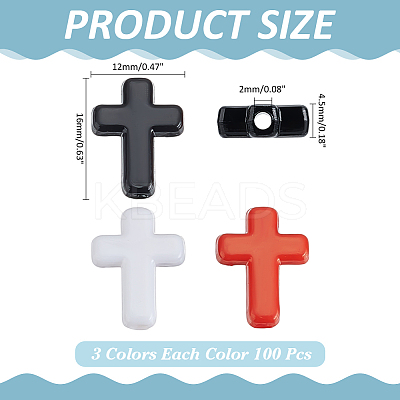 300Pcs 3 Colors Opaque Acrylic Beads SACR-WR0001-03-1