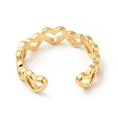 Ion Plating(IP) 304 Stainless Steel Heart Wrap Open Cuff Ring RJEW-I085-04G-1