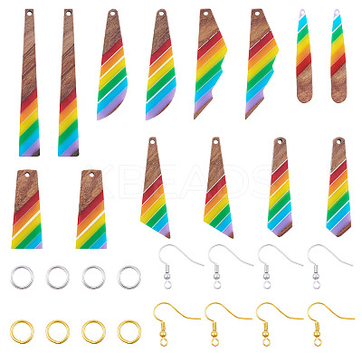 Resin & Walnut Pendants DIY Dangle Earrings Making Kits DIY-TA0011-03B-1