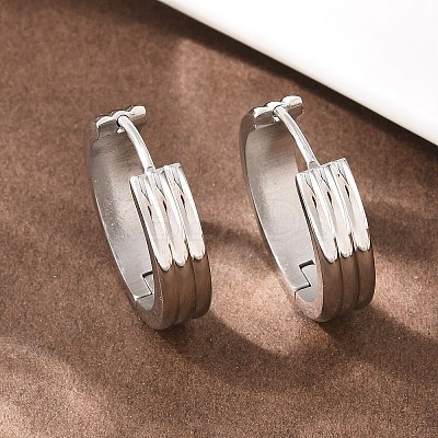 304 Stainless Steel Textured Hoop Earrings EJEW-L307-09P-01-1