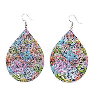 Spray Painted Stainless Steel Teardrop Dangle Earrings EJEW-I256-07P-1