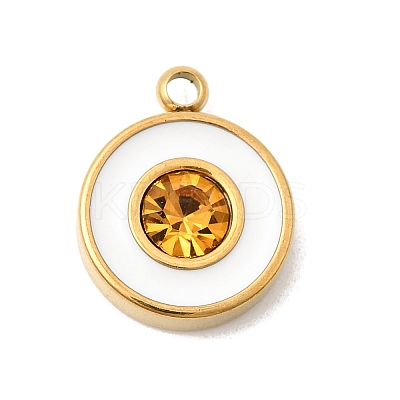 304 Stainless Steel Enamel with Rhinestone Pendants STAS-Z179-38G-01-1