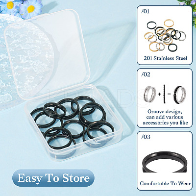 12Pcs 6 Size 201 Stainless Steel Grooved Finger Ring Settings RJEW-TA0001-06EB-1