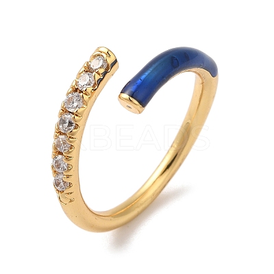 Rack Plating Brass Cubic Zirconia Open Cuff Rings for Women RJEW-S407-04A-1