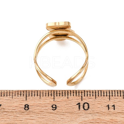 304 Stainless Steel with Enamel Cuff Rings for Women RJEW-Z116-01G-03-1