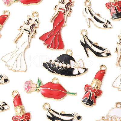 24Pcs 6 Styles Alloy Enamel Pendants ENAM-FS0002-70-1