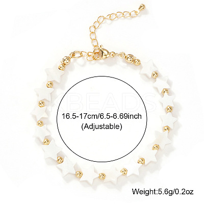 Minimalist Natural Shell & Brass Beaded Bracelets DG5975-1