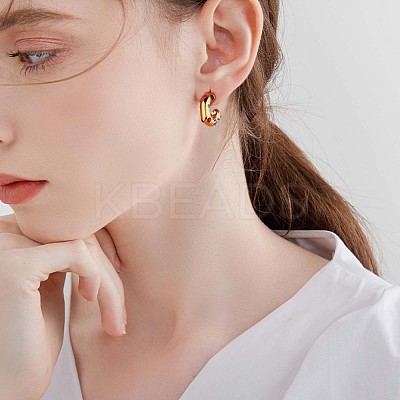Cubic Zirconia C-shape Stud Earrings JE944B-1