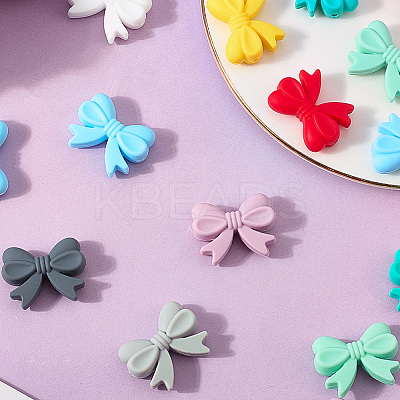 36Pcs 9 Colors Bowknot Food Grade Silicone Beads SIL-PA0001-03-1