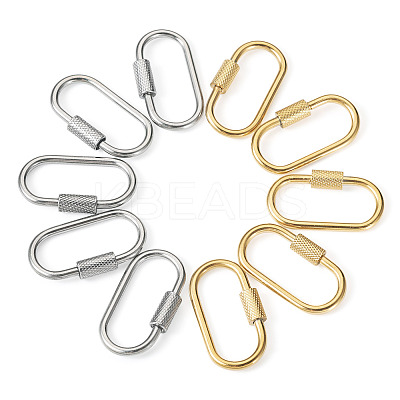 10Pcs 2 Colors Ion Plating(IP) 304 Stainless Steel Screw Carabiner Lock Charms FIND-TA0005-44-1