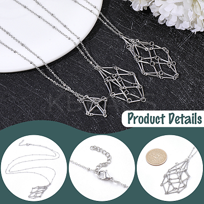 6Pcs 2 Styles Stainless Steel Braided Chain Macrame Pouch Empty Stone Holder Pendant Necklace Making NJEW-SC0001-46-1