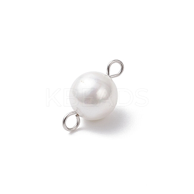 Shell Pearl Round Connector Charms PALLOY-JF04477-02-1