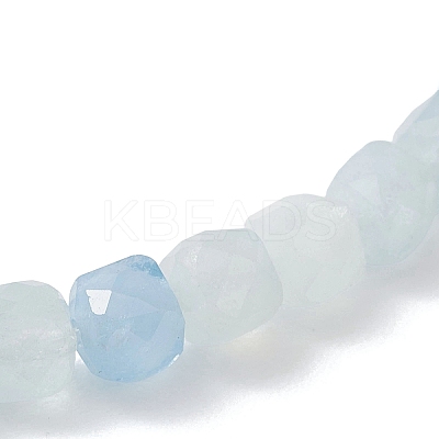 Natural Aquamarine Beaded Stretch Bracelets for Women BJEW-JB13335-02-1