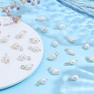 50Pcs Grade B Natural Cultured Freshwater Pearl Rice Charms PEAR-ME0001-04S-1