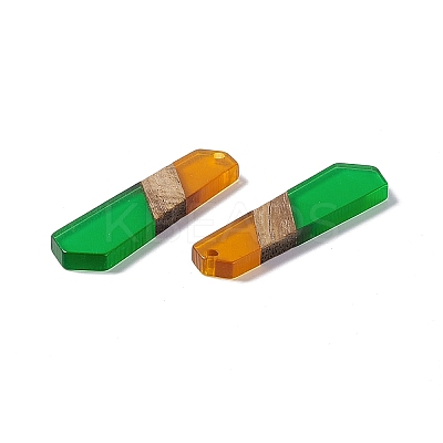 Transparent Resin & Walnut Wood Pendants RESI-M027-06C-1
