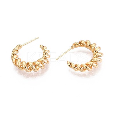 Swirl C-Shaped Brass Stud Earrings EJEW-T047-91G-1