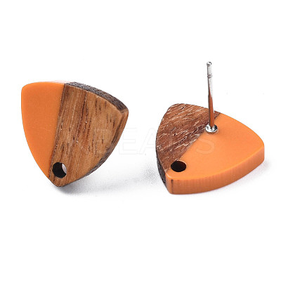 Resin & Walnut Wood Stud Earring Findings MAK-N032-023A-1