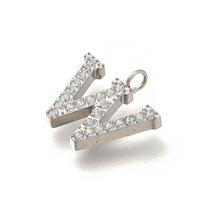 304 Stainless Steel Micro Pave Cubic Zirconia Pendants STAS-H228-06P-W-1