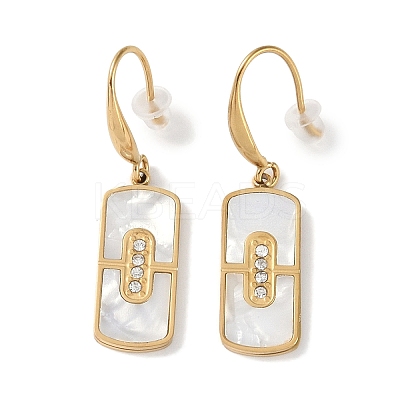 Rectangle 304 Stainless Steel Rhinestone Dangle Earrings EJEW-L283-043G-1