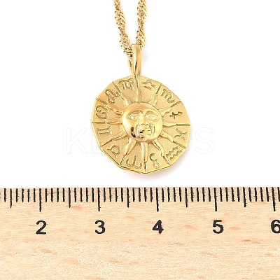 304 Stainless Steel Zodiac Sun Pendant Necklaces for Women NJEW-B130-02G-1