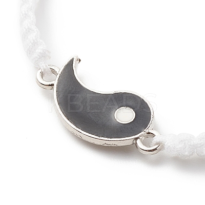 Enamel Yin Yang Matching Couple Braided Bead Bracelets Set BJEW-JB08557-1