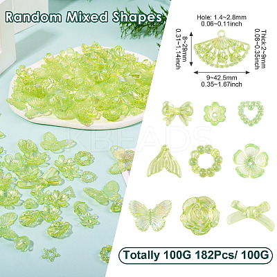 182Pcs 100G Transparent Acrylic Beads OACR-TA0003-66B-1