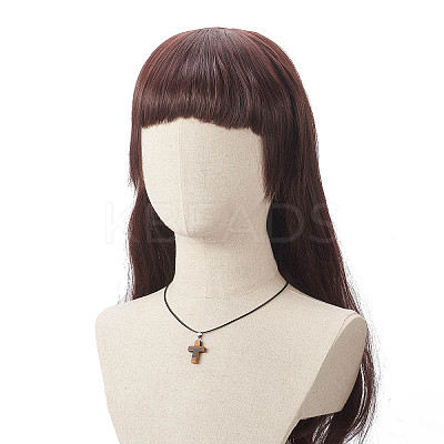 5Pcs 5 Style Natural & Synthetic Mixed Gemstone Cross Pendant Necklaces Set with Waxed Cord for Women NJEW-JN04176-1