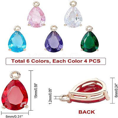 24Pcs 6 Colors Transparent Glass Charms GLAA-PH0001-28-1