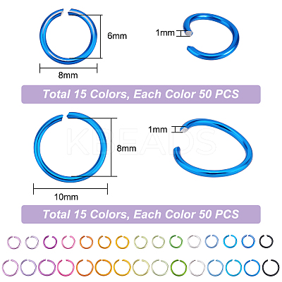 1500Pcs 30 Styles Aluminum Wire Open Jump Rings ALUM-PH0001-11-1