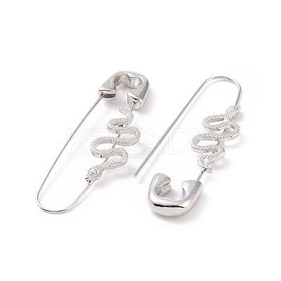 Alloy Safety Pin with Snake Hoop Earrings for Women EJEW-E176-01P-1