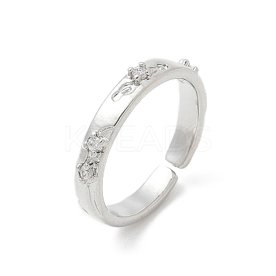 Clear Cubic Zirconia Cuff Rings RJEW-G337-16P-1