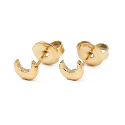 304 Stainless Steel Moon Stud Earrings EJEW-K268-35G-1