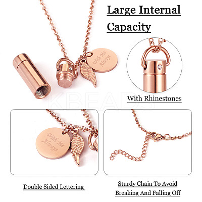 1Pc 304 Stainless Steel Column Urn Ashes Necklace DIY-TA0010-14A-1
