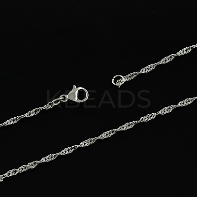 Tarnish Resistant 304 Stainless Steel Singapore Chain Necklaces STAS-S029-06-1