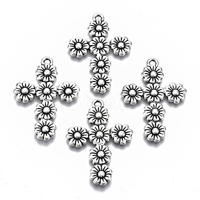 Tibetan Style Alloy Pendants X-TIBEP-N009-015AS-RS-1