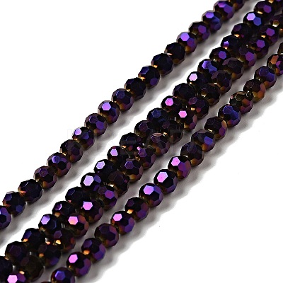 Faceted(32 Facets) Electroplate Glass Bead Strands X-EGLA-R042-4mm-02-1