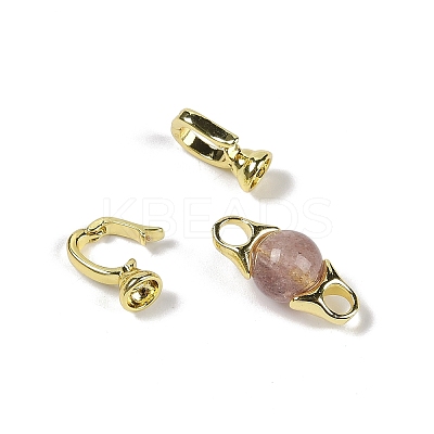 Natural Strawberry Quartz with Brass Fold Over Clasps G-G141-03G-17-1