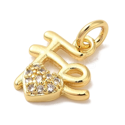 Rack Plating Brass Micro Pave Clear Cubic Zirconia Pendants KK-L220-022G-1
