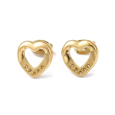 Ion Plating(IP) 304 Stainless Steel Hollow Out Heart Stud Earring Finding EJEW-I285-08G-1