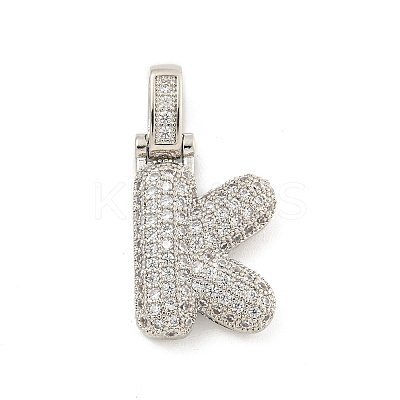 Brass Micro Pave Clear Cubic Zirconia Pendants KK-B099-01P-K-1
