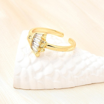 Ocean Theme Brass Micro Pave Cubic Zirconia Cuff Rings for Women LS-RJEW-F184-17D-G-1