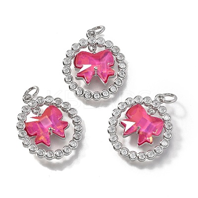 Brass Micro Pave Cubic Zirconia Pendants KK-Q043-07P-01-1
