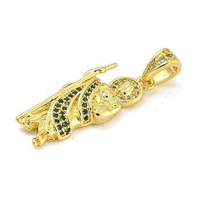 Priest Rack Plating Brass Micro Pave Cubic Zirconia Pendants KK-G513-90G-1