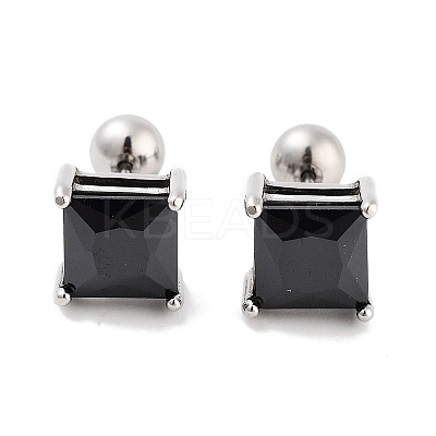 Square 316 Surgical Stainless Steel Pave Cubic Zirconia Cartilage Earrings for Women Men EJEW-Z050-34B-02P-1