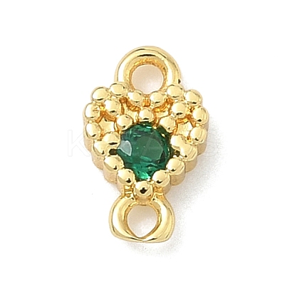 Brass Pave Cubic Zirconia Heart Connector Charms KK-G548-18G-05-1