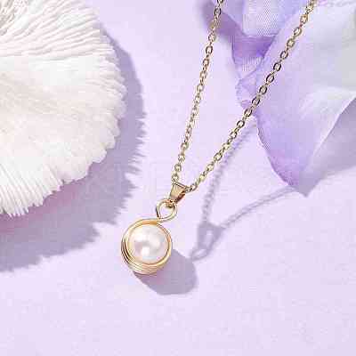 Natural Cultured Freshwater Pearl Pendant Necklaces NJEW-JN04685-1